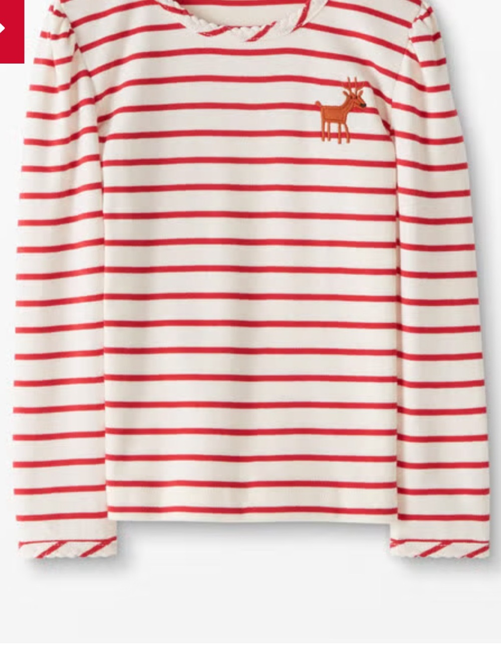 Hanna Andersson Red & White Striped Long-Sleeve Tee with Reindeer
